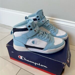 Champion women’s High-Top Sneakers - Light Blue and White